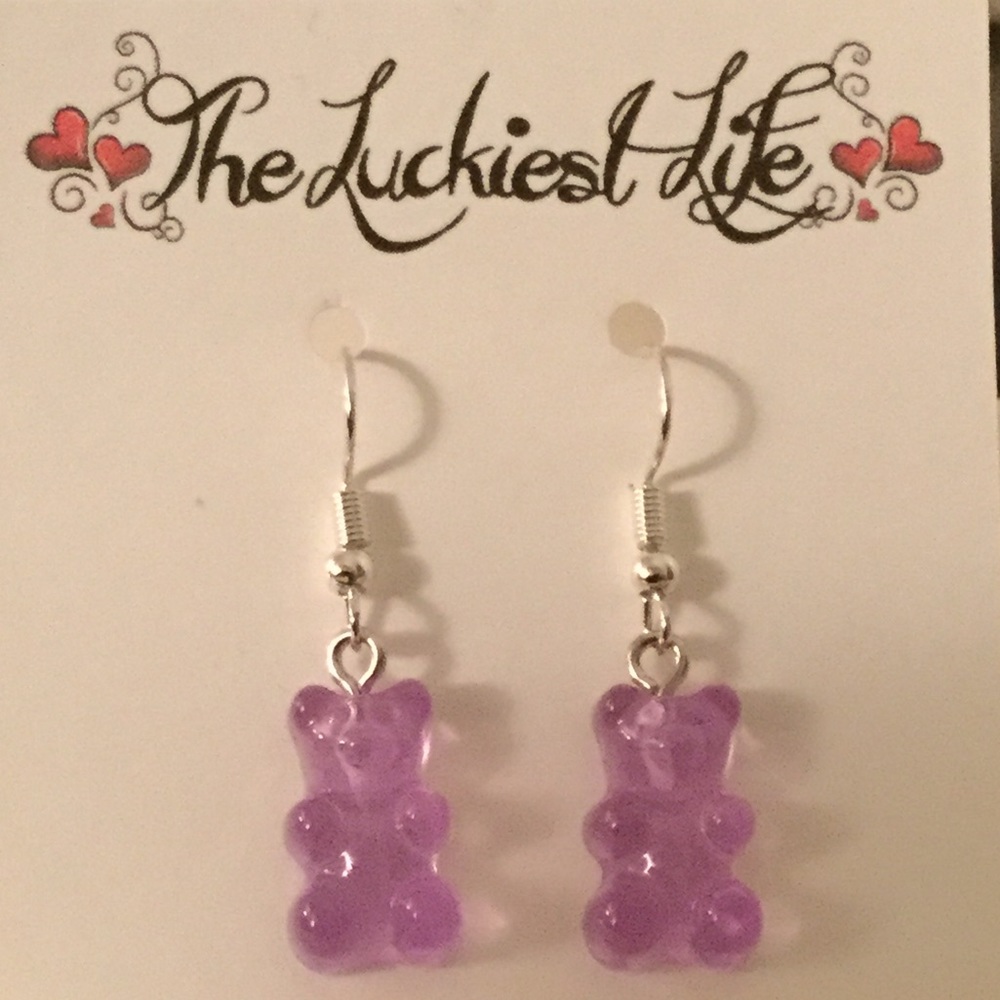 BRAND NEW! Cute Handmade Purple GummyBear Earrings
